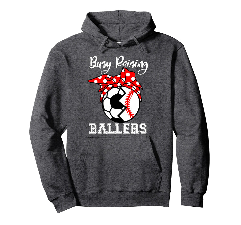 Busy Raising Ballers Funny Baseball Hoodie - Trendy Graphic for Adults - T-Shirt, Sweatshirt, Hoodie
