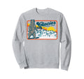 Glacier National Park 80S Bear 80S Sweatshirt - Minimalist Print Unisex - T-Shirt, Sweatshirt, Hoodie