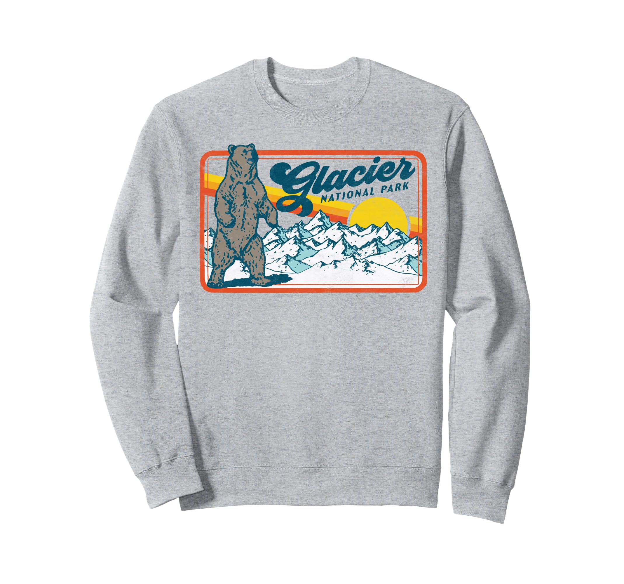 Glacier National Park 80S Bear 80S Sweatshirt - Minimalist Print Unisex - T-Shirt, Sweatshirt, Hoodie