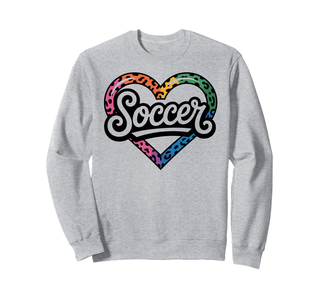 Soccer Watercolor Leopard Heart Sweatshirt - Unique Graphic Unisex - T-Shirt, Sweatshirt, Hoodie