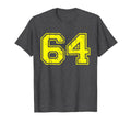 Number 64 Varsity Distressed Sport Team T-Shirt - Custom Art Print Unisex - T-Shirt, Sweatshirt, Hoodie