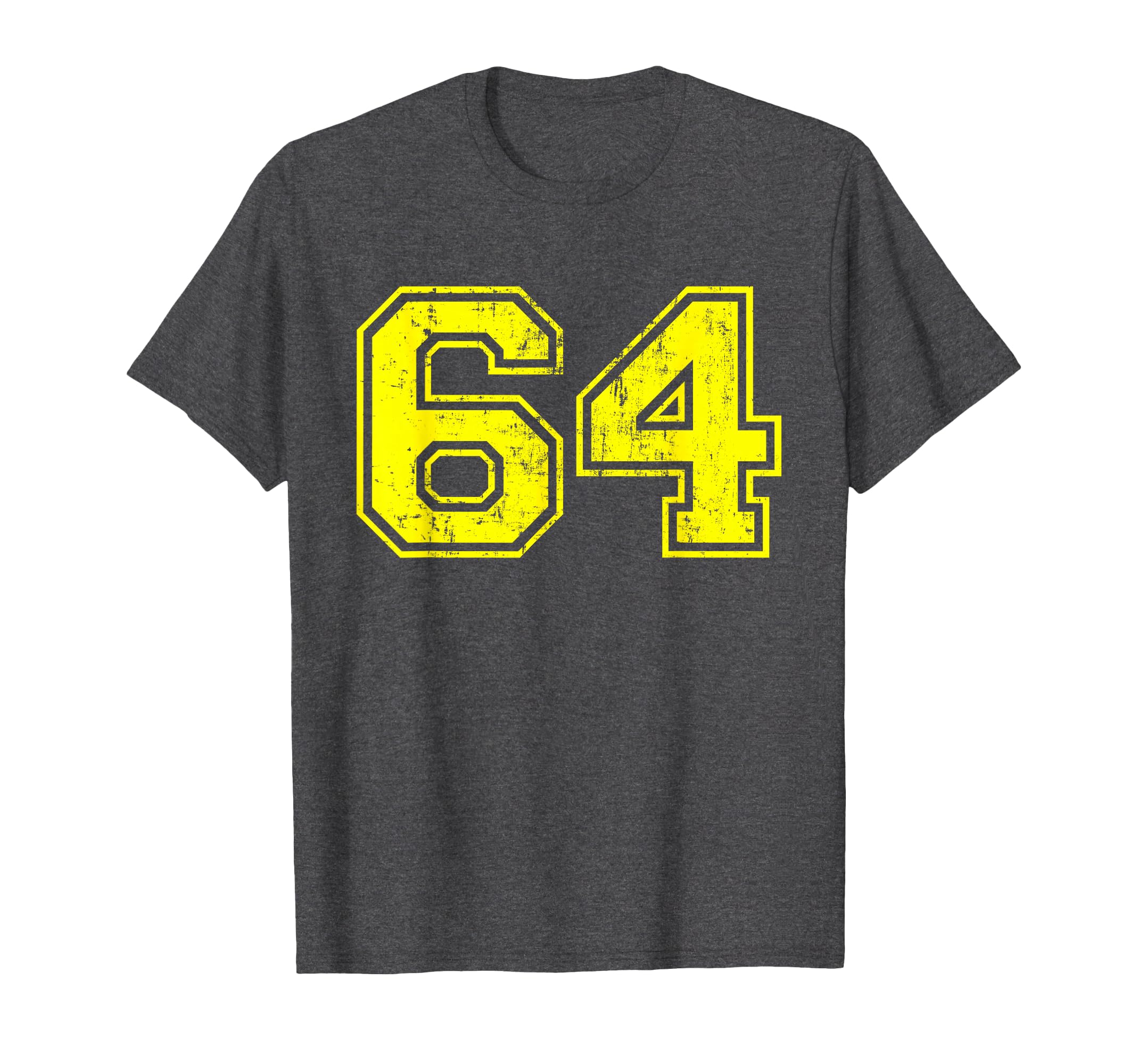 Number 64 Varsity Distressed Sport Team T-Shirt - Custom Art Print Unisex - T-Shirt, Sweatshirt, Hoodie