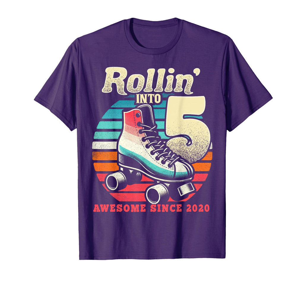 Birthday Roller Skating 5Th Rollin Into 5 T-Shirt - Novelty Apparel Unisex - T-Shirt, Sweatshirt, Hoodie