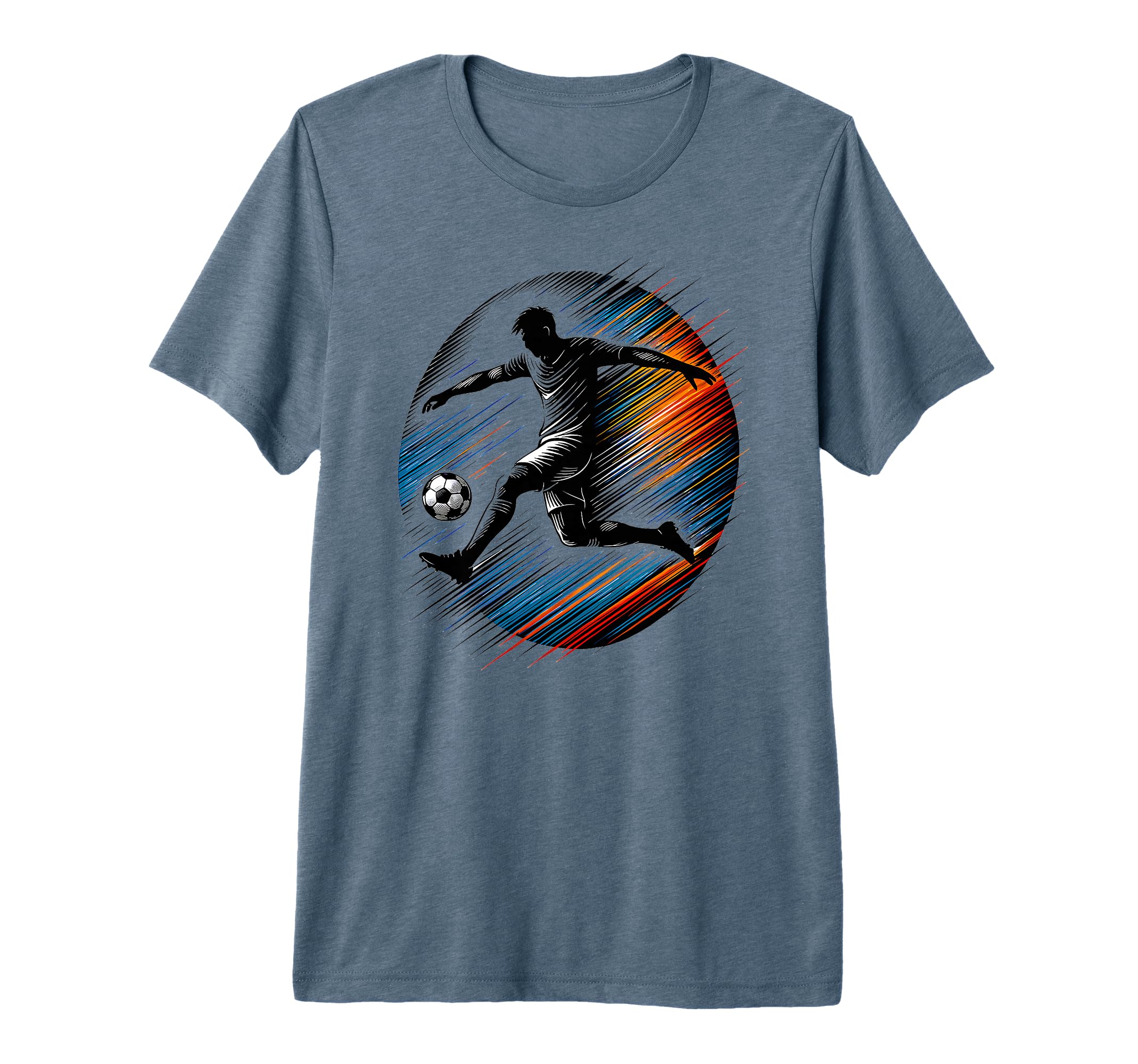 Soccer Player Jump Kick Speed Line T-Shirt - Novelty Apparel for Adults - T-Shirt, Sweatshirt, Hoodie