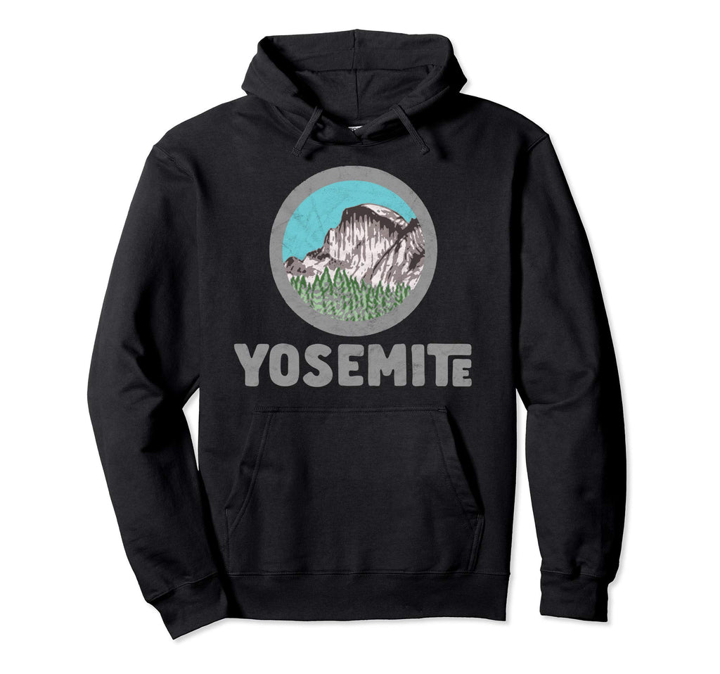 Distressed Half Dome Badge Yosemite Hoodie - Novelty Apparel for Adults - T-Shirt, Sweatshirt, Hoodie