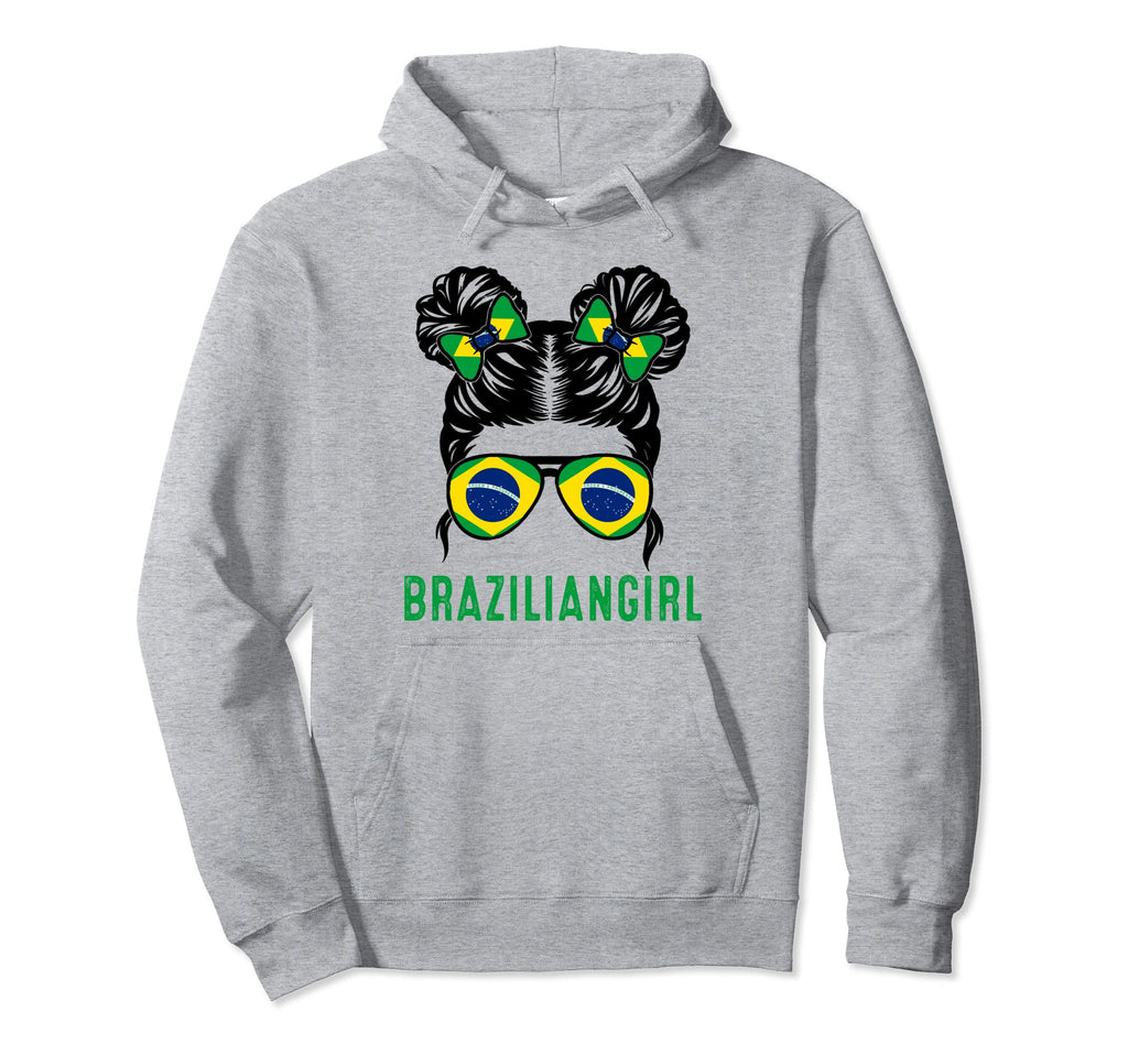 Chica Brazil Flag Brazilian Messy Bun Hoodie - Novelty Apparel Men Women - T-Shirt, Sweatshirt, Hoodie