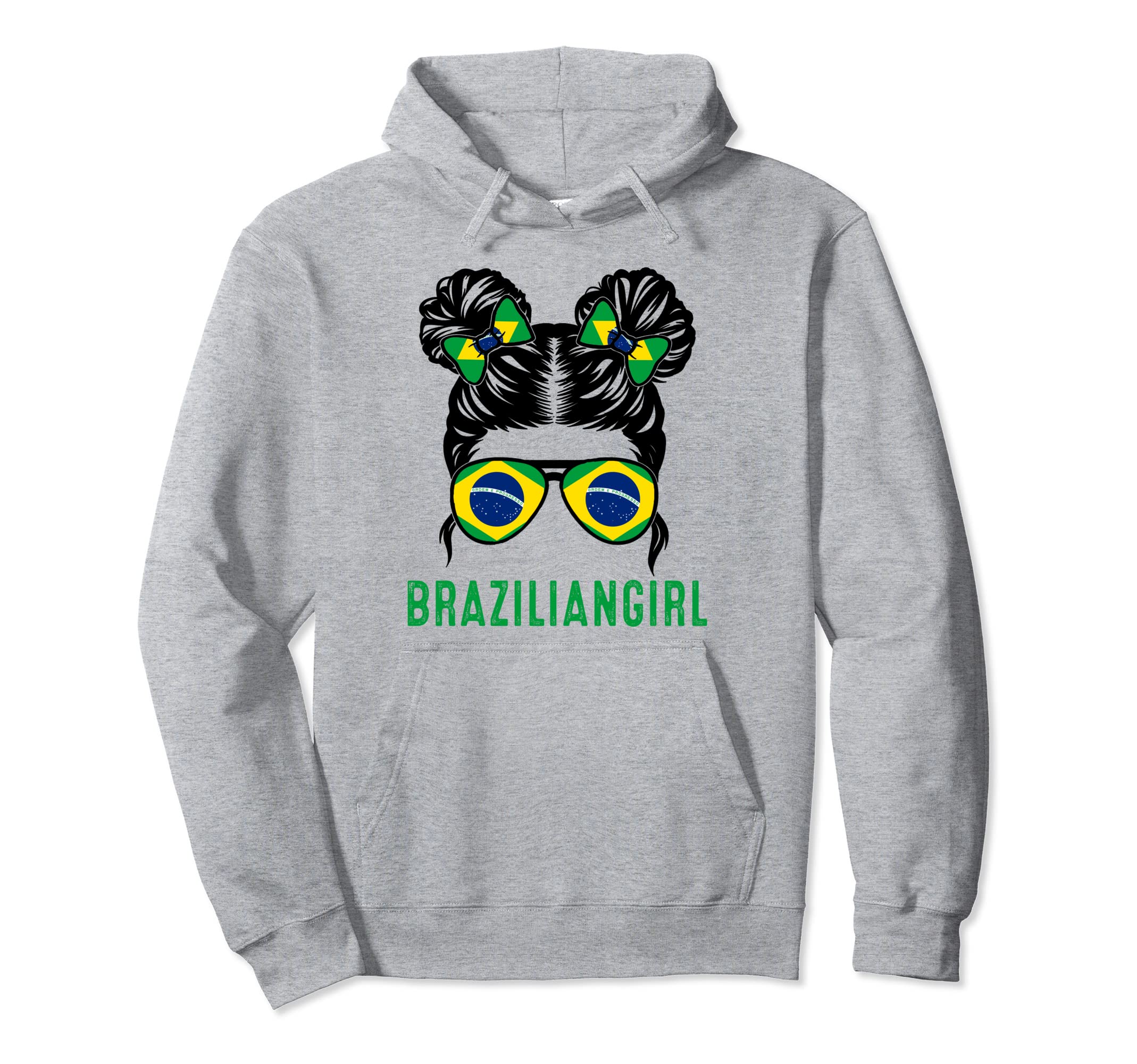 Chica Brazil Flag Brazilian Messy Bun Hoodie - Novelty Apparel Men Women - T-Shirt, Sweatshirt, Hoodie