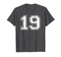 Number 19 Varsity Distressed Sports T-Shirt - Fun Novelty Design Unisex - T-Shirt, Sweatshirt, Hoodie