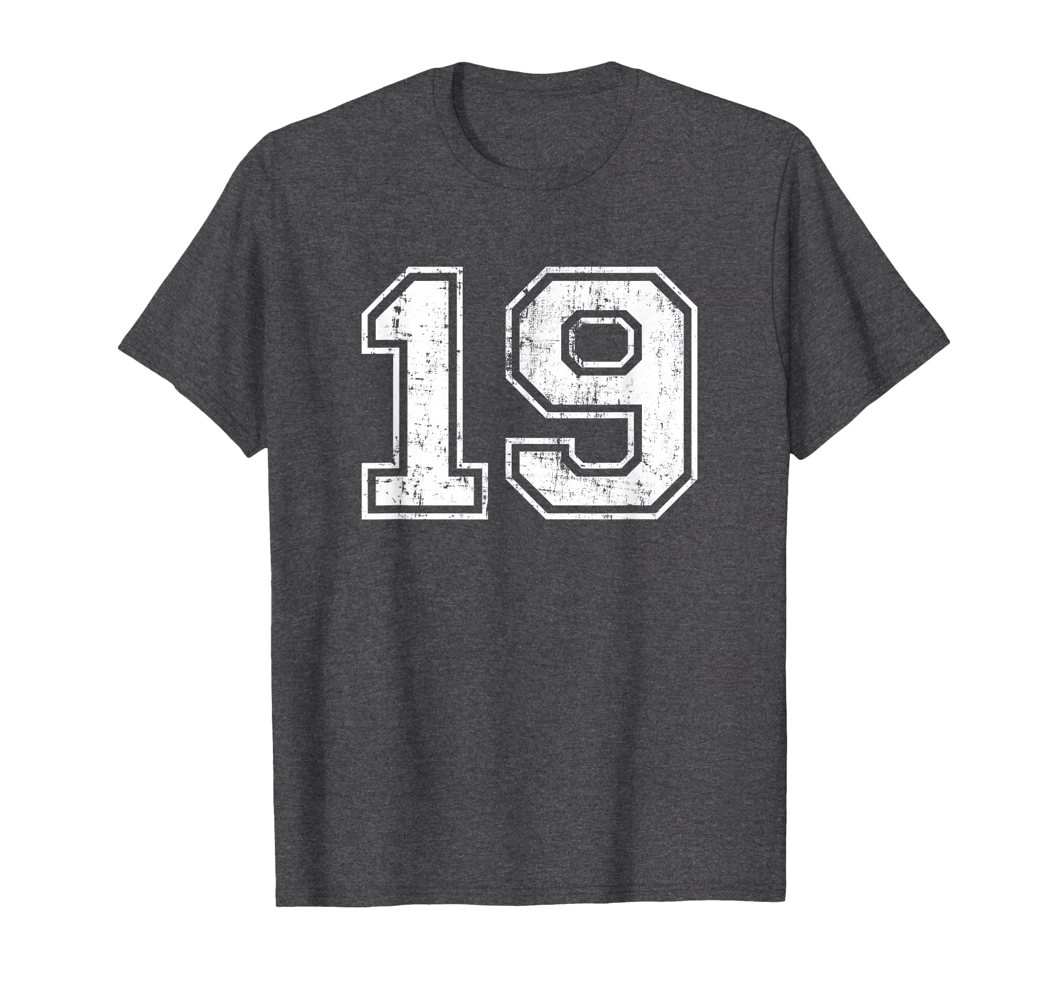 Number 19 Varsity Distressed Sports T-Shirt - Fun Novelty Design Unisex - T-Shirt, Sweatshirt, Hoodie