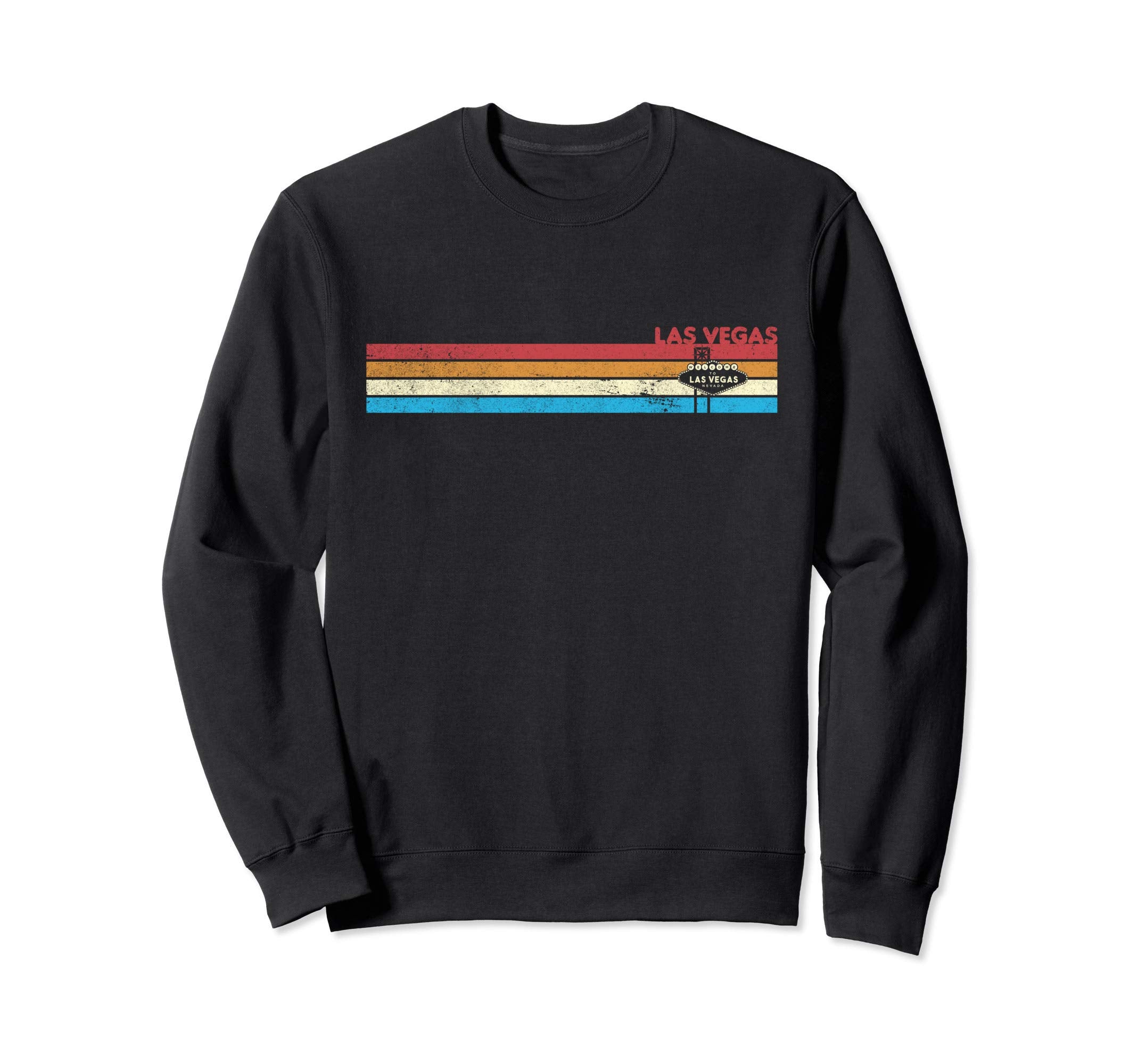 70S Rainbow Stripe Las Vegas Sign Sweatshirt - Unique Graphic for Adults - T-Shirt, Sweatshirt, Hoodie