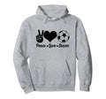 Soccer Player Peace Love Soccer Player Hoodie - Minimalist Print Men Women - T-Shirt, Sweatshirt, Hoodie