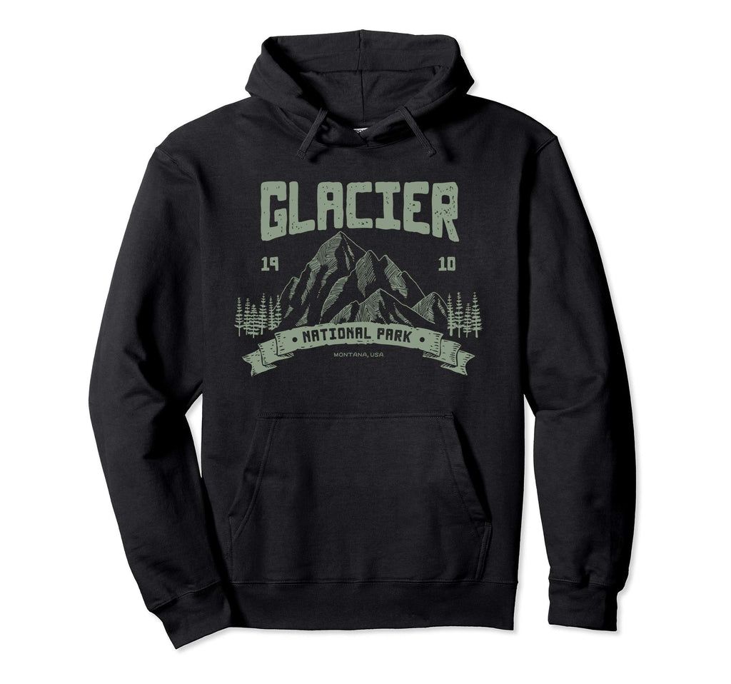 Glacier National Park Outdoor Hoodie - Unique Graphic Unisex - T-Shirt, Sweatshirt, Hoodie