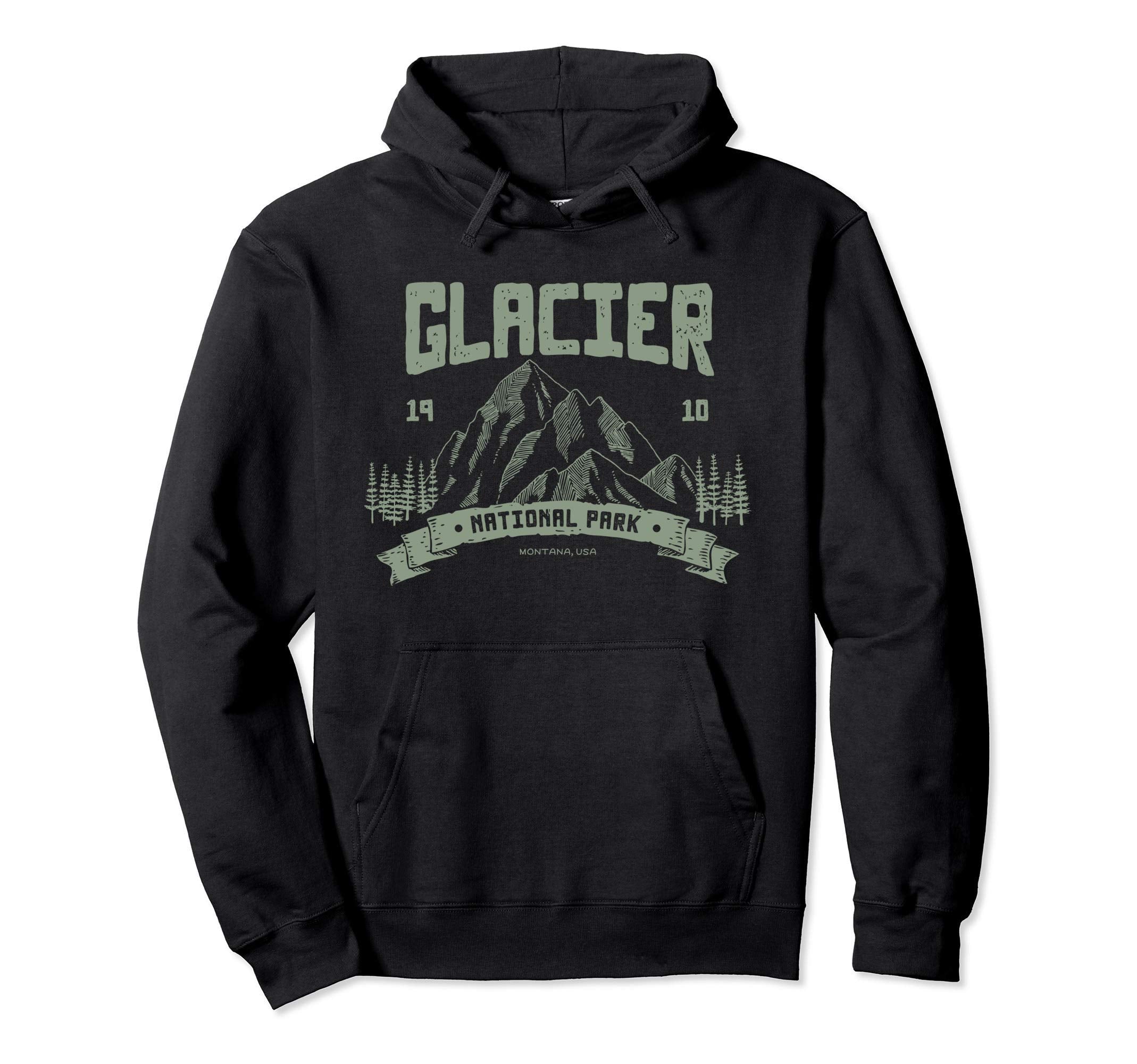 Glacier National Park Outdoor Hoodie - Unique Graphic Unisex - T-Shirt, Sweatshirt, Hoodie