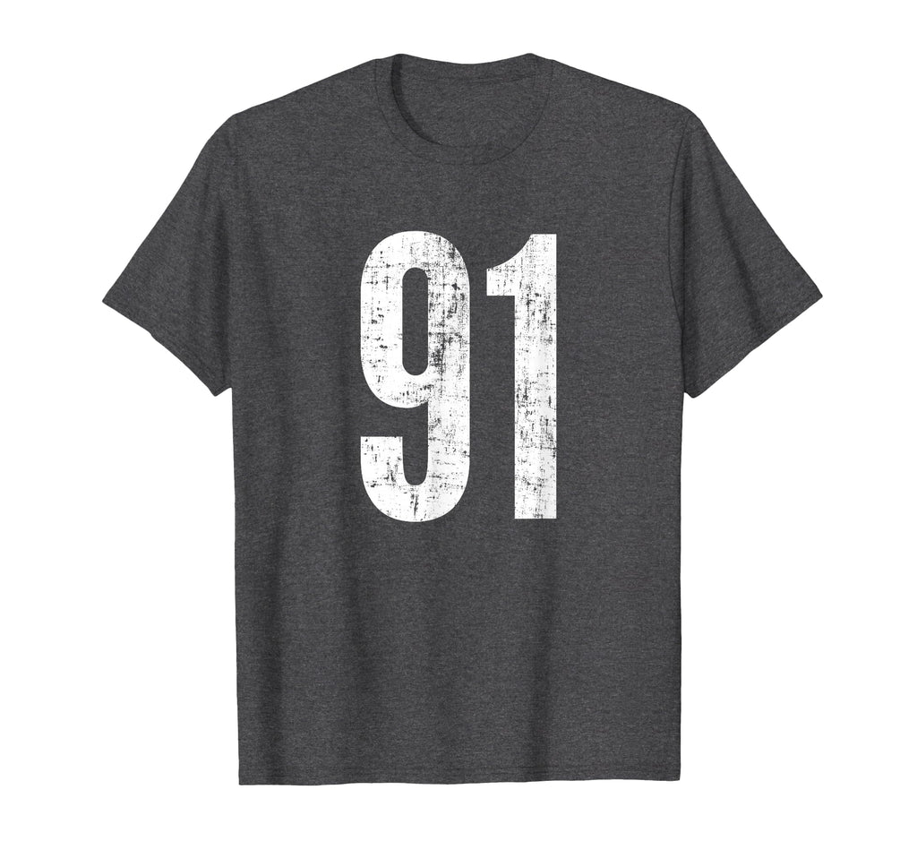 Number 91 Ninety One Distressed Sport T-Shirt - Graphic Print Men Women - T-Shirt, Sweatshirt, Hoodie