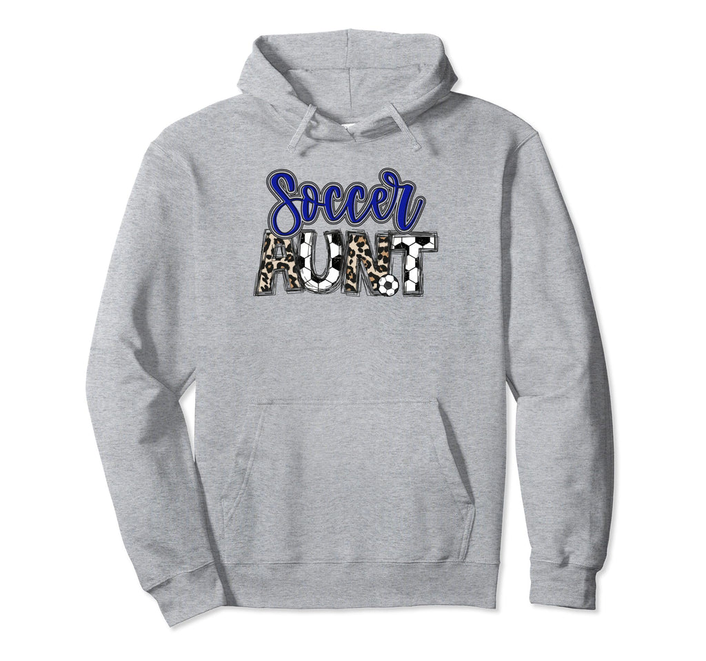Soccer Aunt Leopard Blue Soccer Hoodie - Custom Art Print for Adults - T-Shirt, Sweatshirt, Hoodie