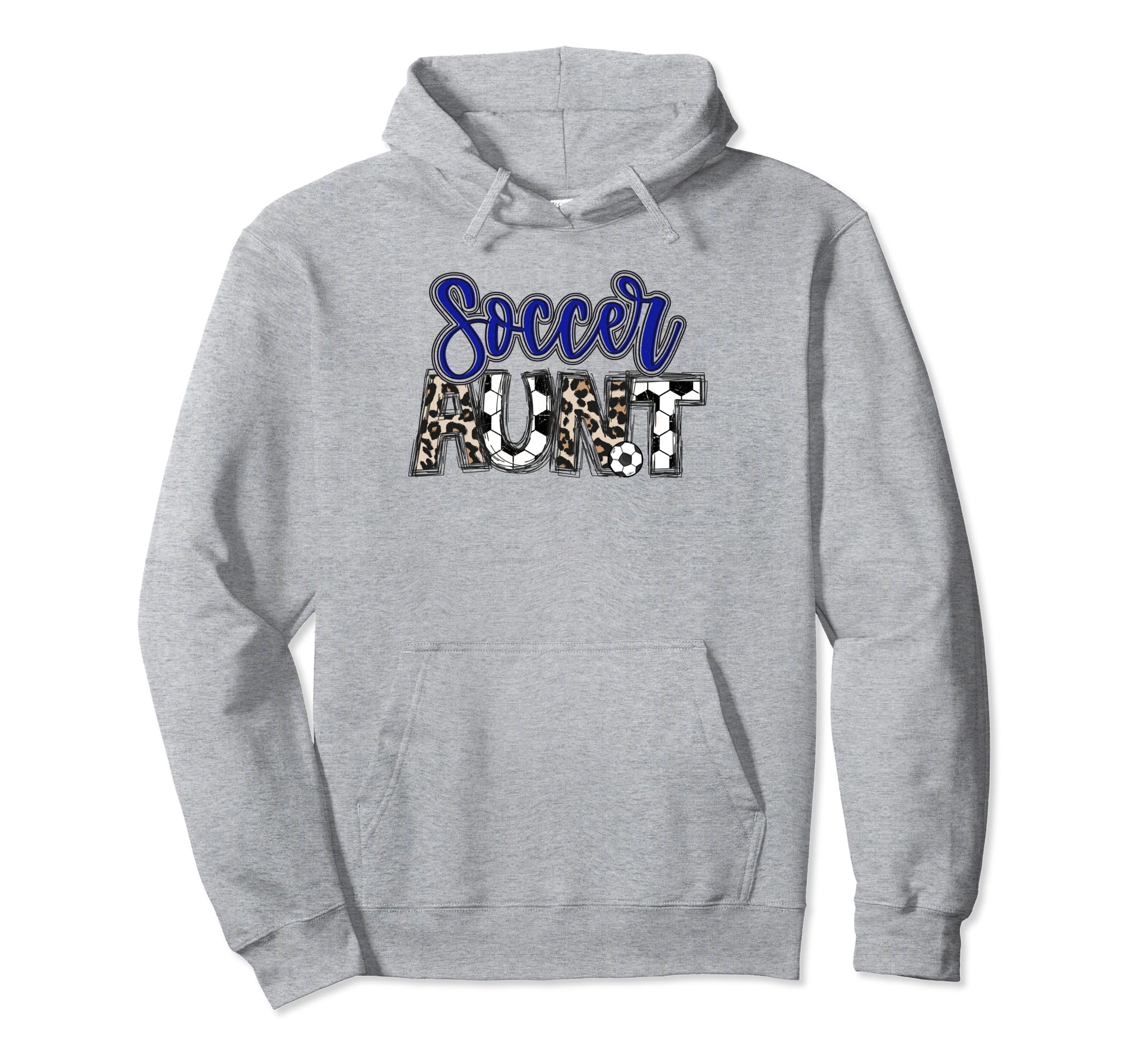 Soccer Aunt Leopard Blue Soccer Hoodie - Custom Art Print for Adults - T-Shirt, Sweatshirt, Hoodie