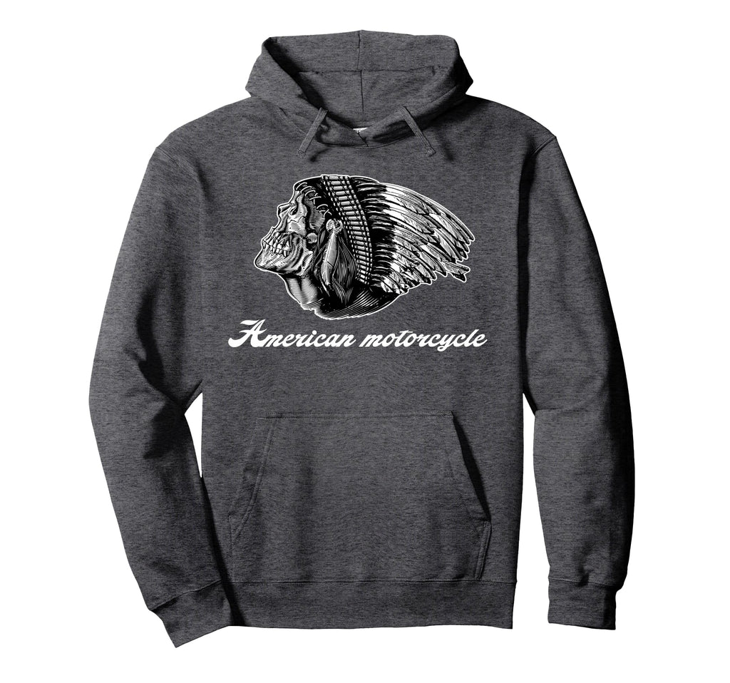 American Motorcycle Skull Native Indian Hoodie - Streetwear Style Unisex - T-Shirt, Sweatshirt, Hoodie