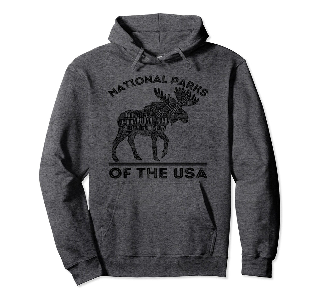 National Parks Moose Hiking Travel Hoodie - Novelty Apparel Men Women - T-Shirt, Sweatshirt, Hoodie