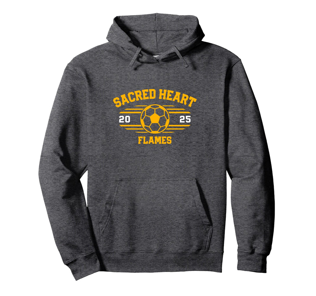 Sacred Heart Flames Soccer Ball 2025 Hoodie - Fun Novelty Design Men Women - T-Shirt, Sweatshirt, Hoodie