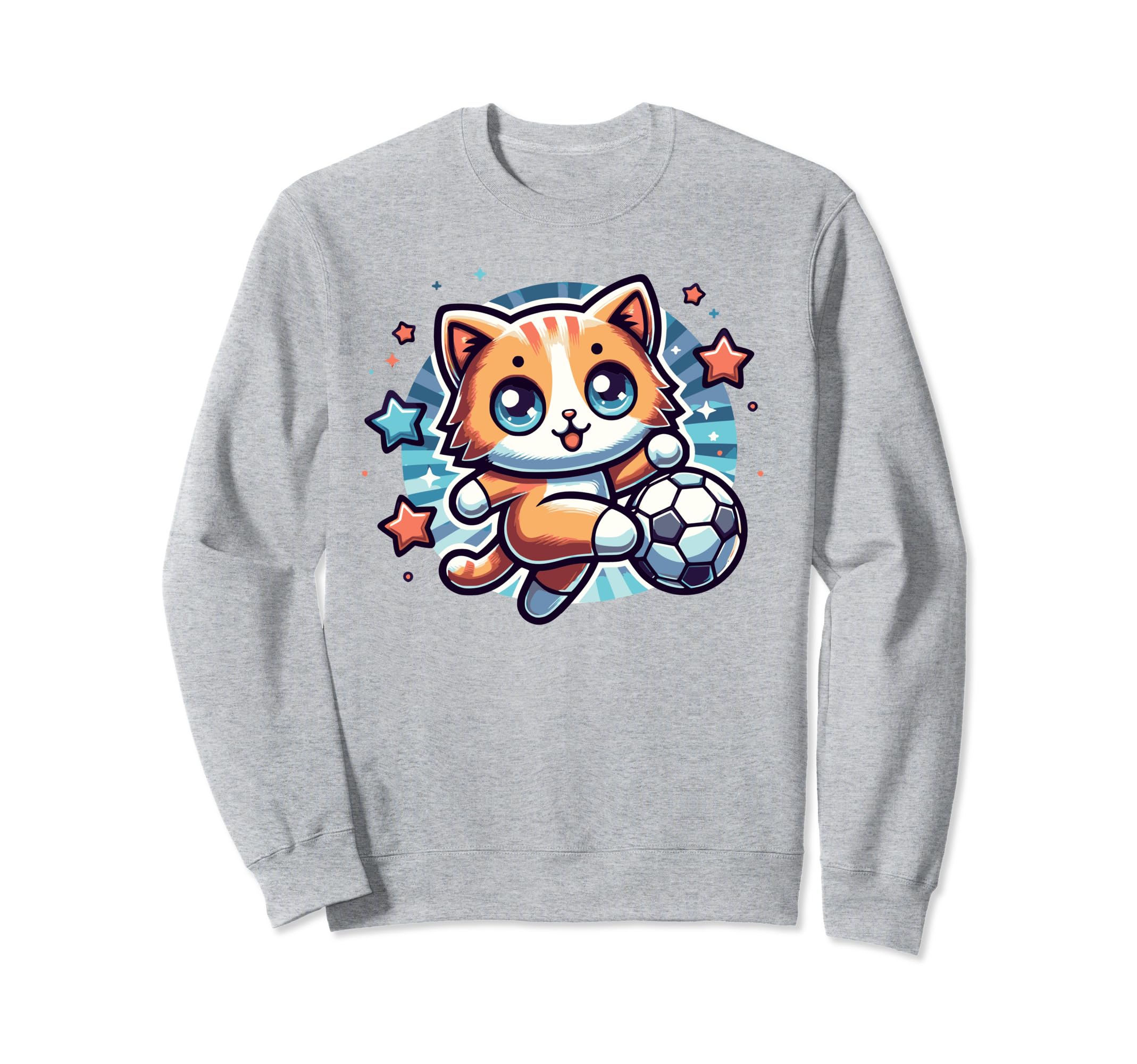 Soccer Player Cat Kitten Kicking Sweatshirt - Graphic Print Men Women - T-Shirt, Sweatshirt, Hoodie
