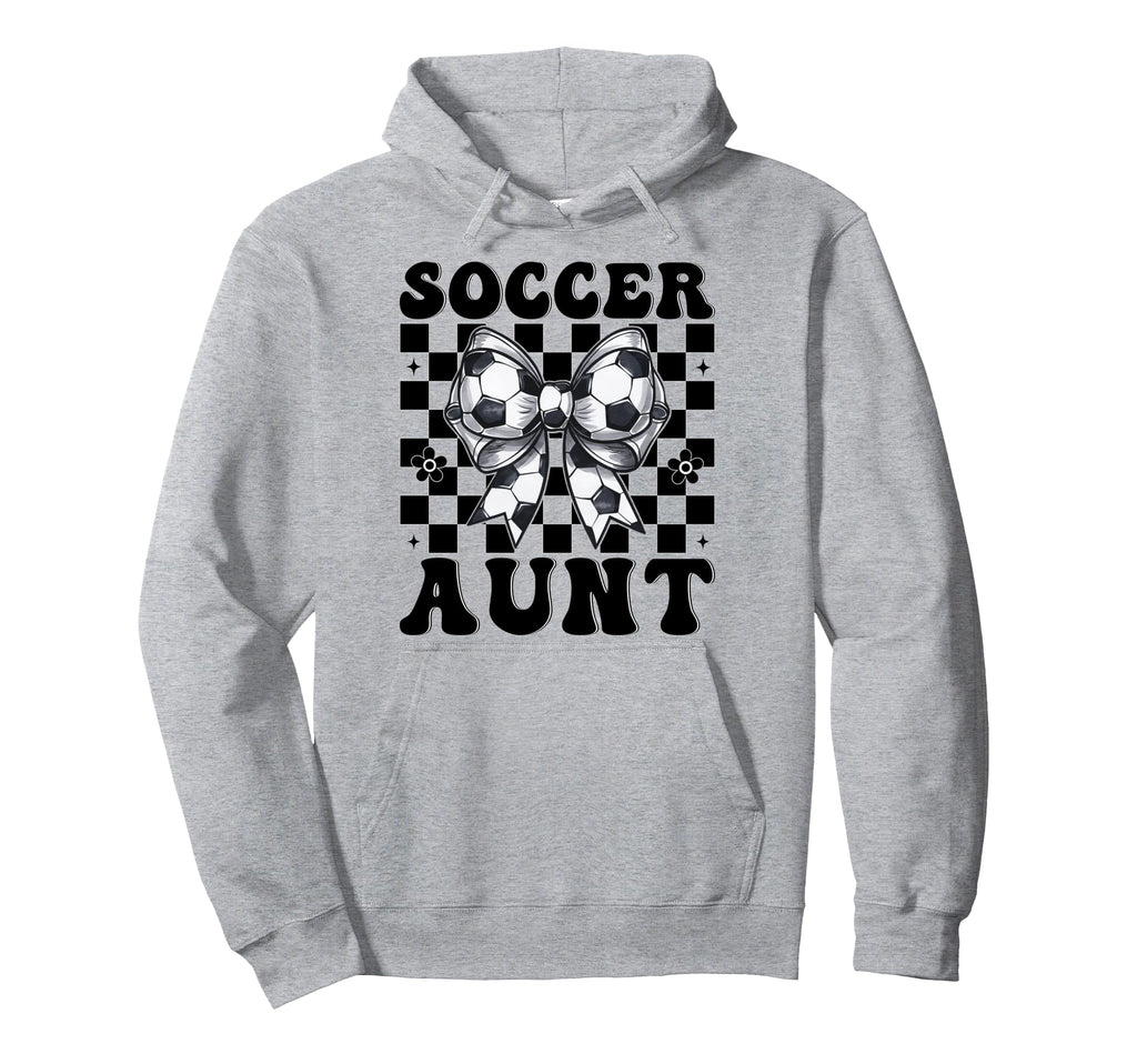 Soccer Aunt Soccer Auntie Coquette Bow Hoodie - Unique Graphic for Adults - T-Shirt, Sweatshirt, Hoodie