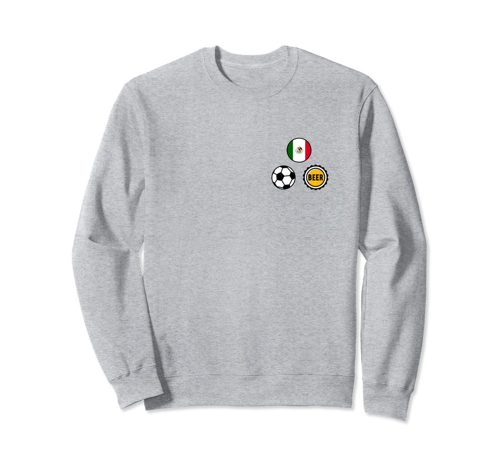 Mexico Flag Soccer Beer Pocket Sweatshirt - Aesthetic Graphic for Adults - T-Shirt, Sweatshirt, Hoodie