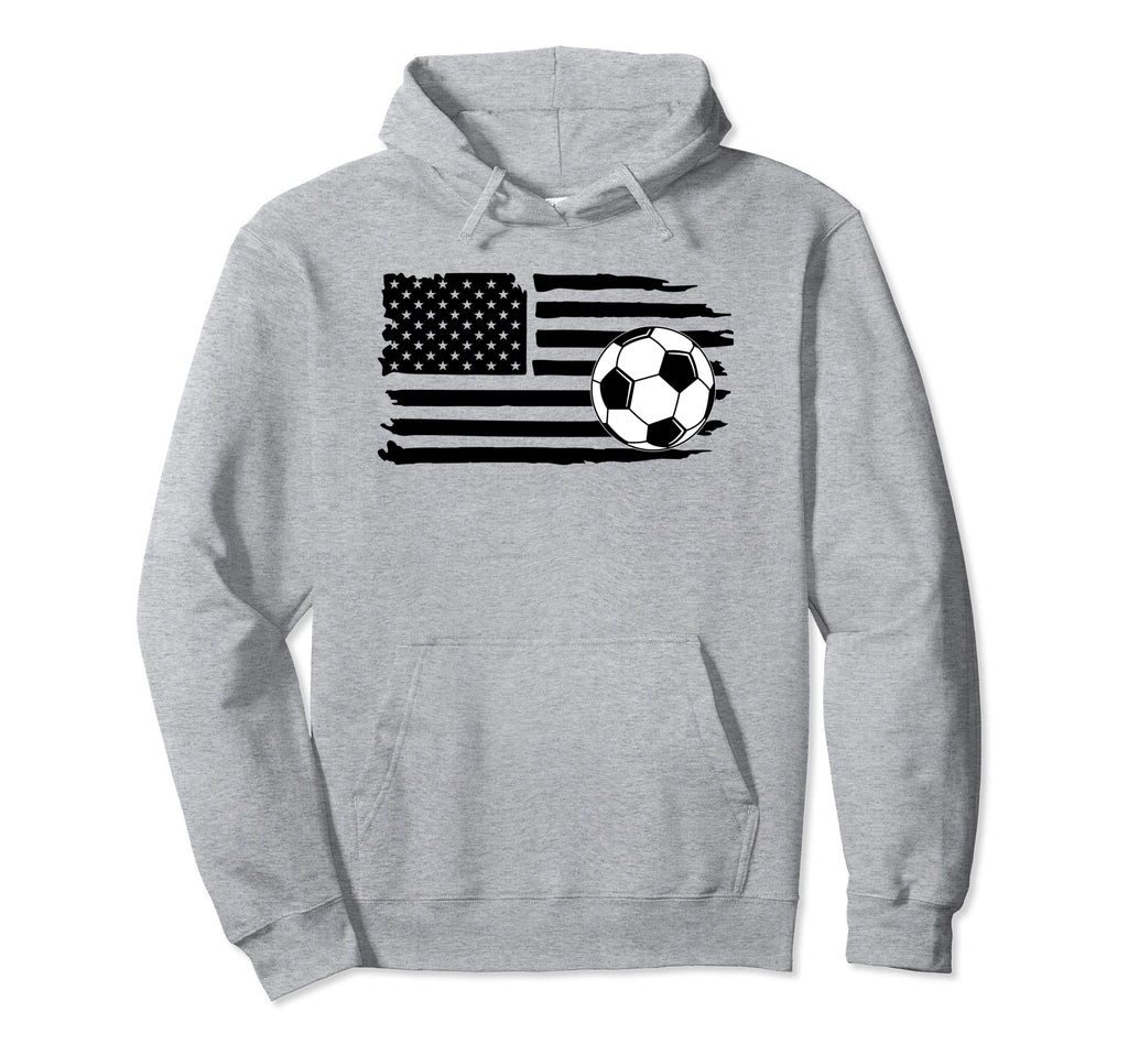 Distressed American Flag Soccer Ball Usa Hoodie - Trendy Graphic Unisex - T-Shirt, Sweatshirt, Hoodie