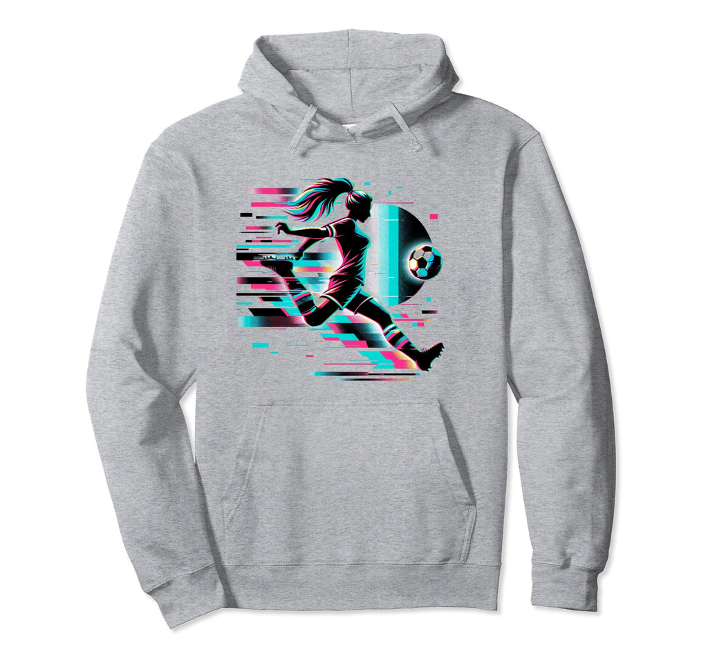 Vaporwave Glitch Art Female Soccer Player Hoodie - Streetwear Style Unisex - T-Shirt, Sweatshirt, Hoodie
