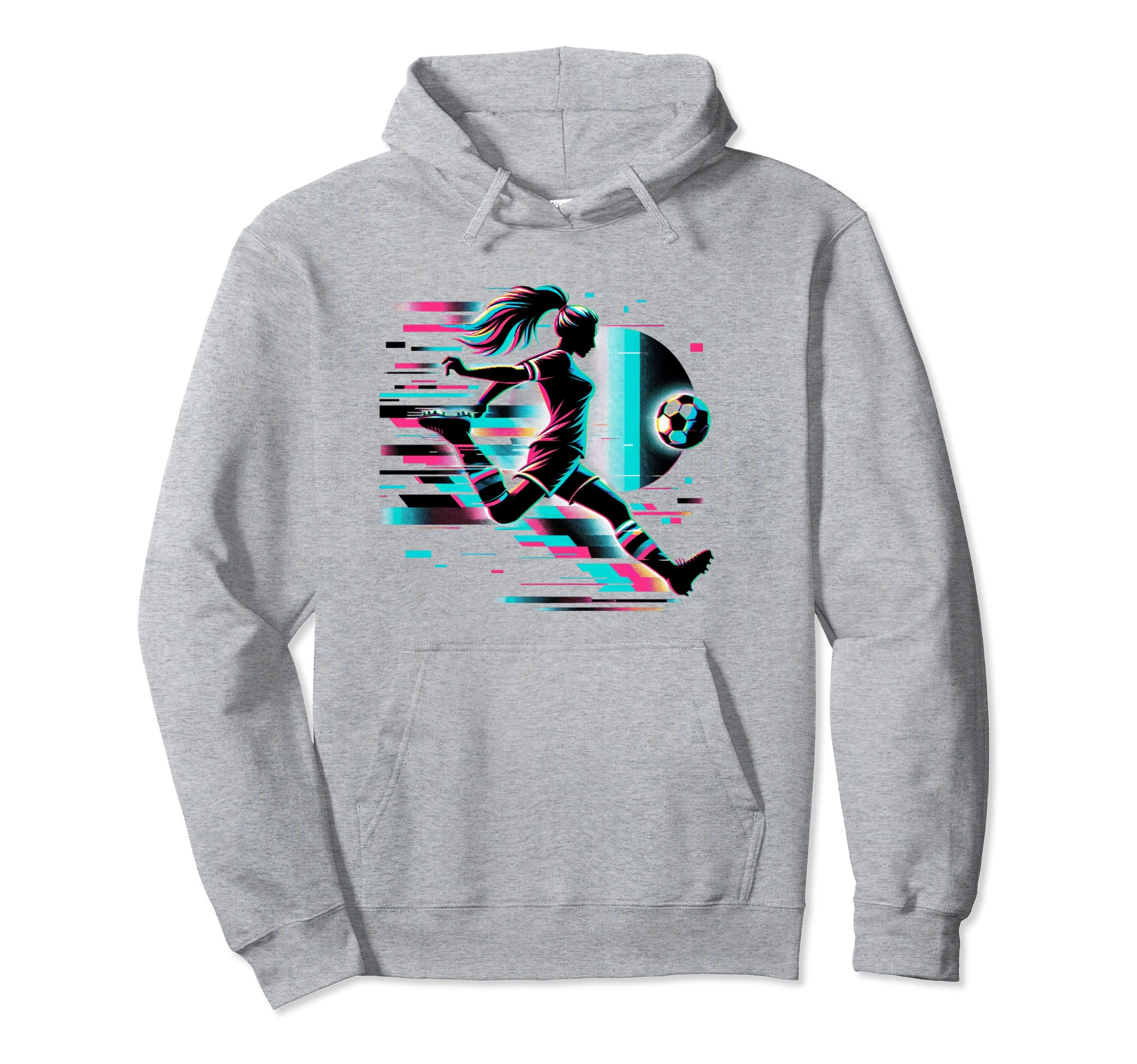 Vaporwave Glitch Art Female Soccer Player Hoodie - Streetwear Style Unisex - T-Shirt, Sweatshirt, Hoodie