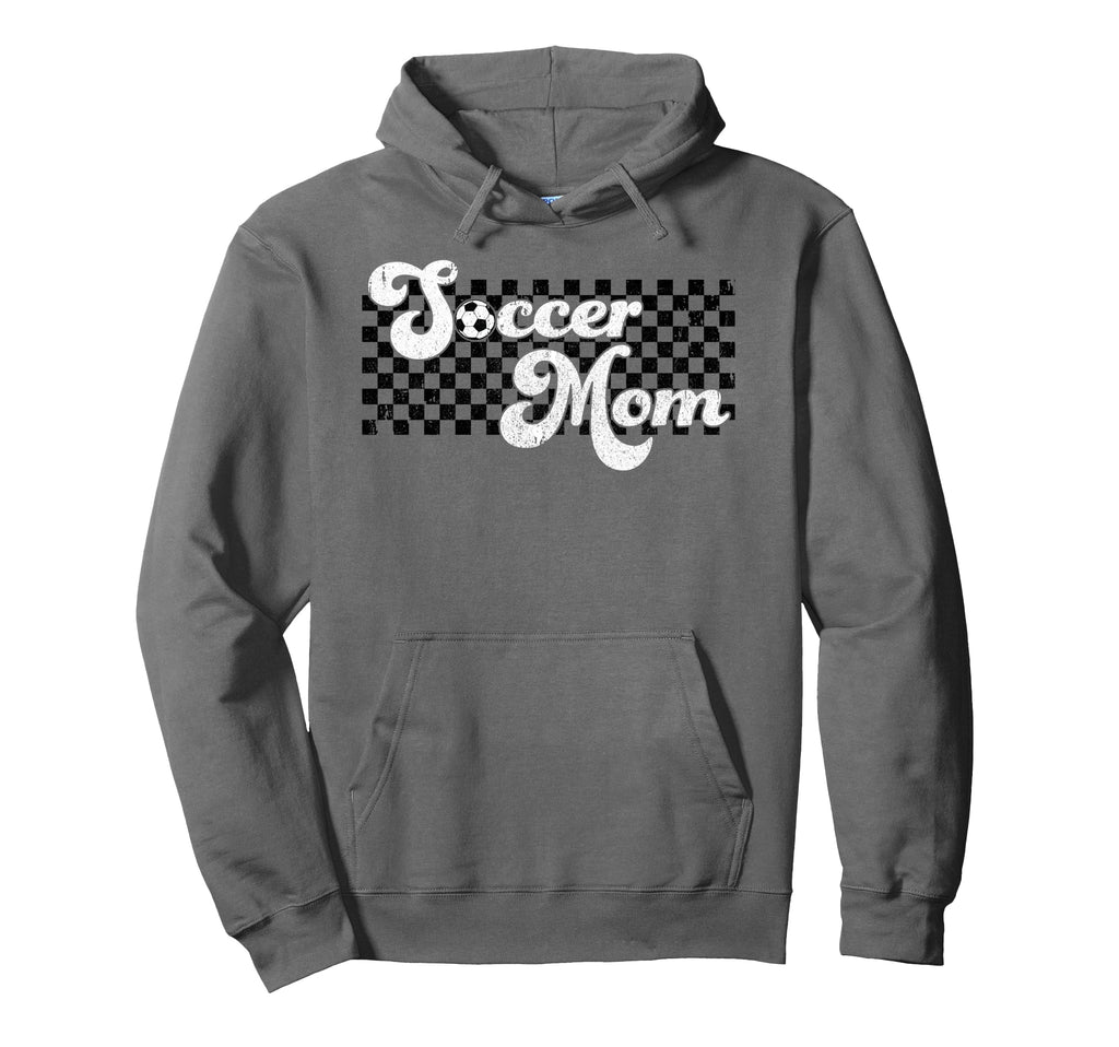 Soccer Mom Soccer Mama Checkered Hoodie - Trendy Graphic for Adults - T-Shirt, Sweatshirt, Hoodie