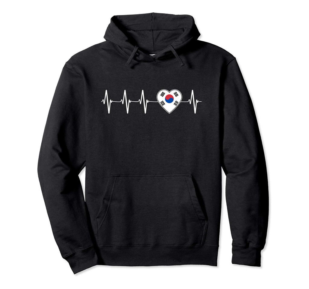 Korean Heartbeat I Love South Korea Heart Hoodie - Unique Graphic Unisex - T-Shirt, Sweatshirt, Hoodie
