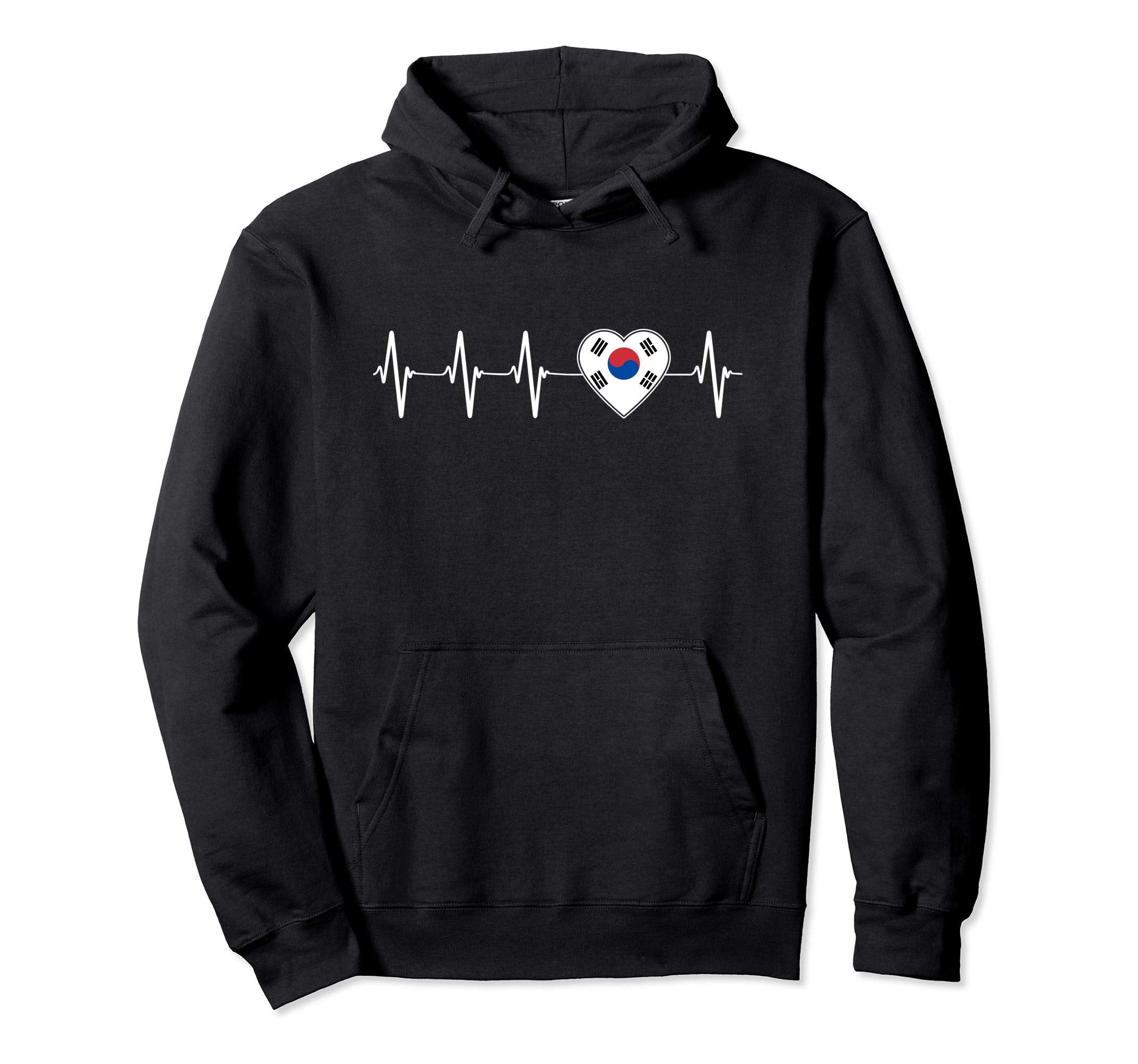 Korean Heartbeat I Love South Korea Heart Hoodie - Unique Graphic Unisex - T-Shirt, Sweatshirt, Hoodie