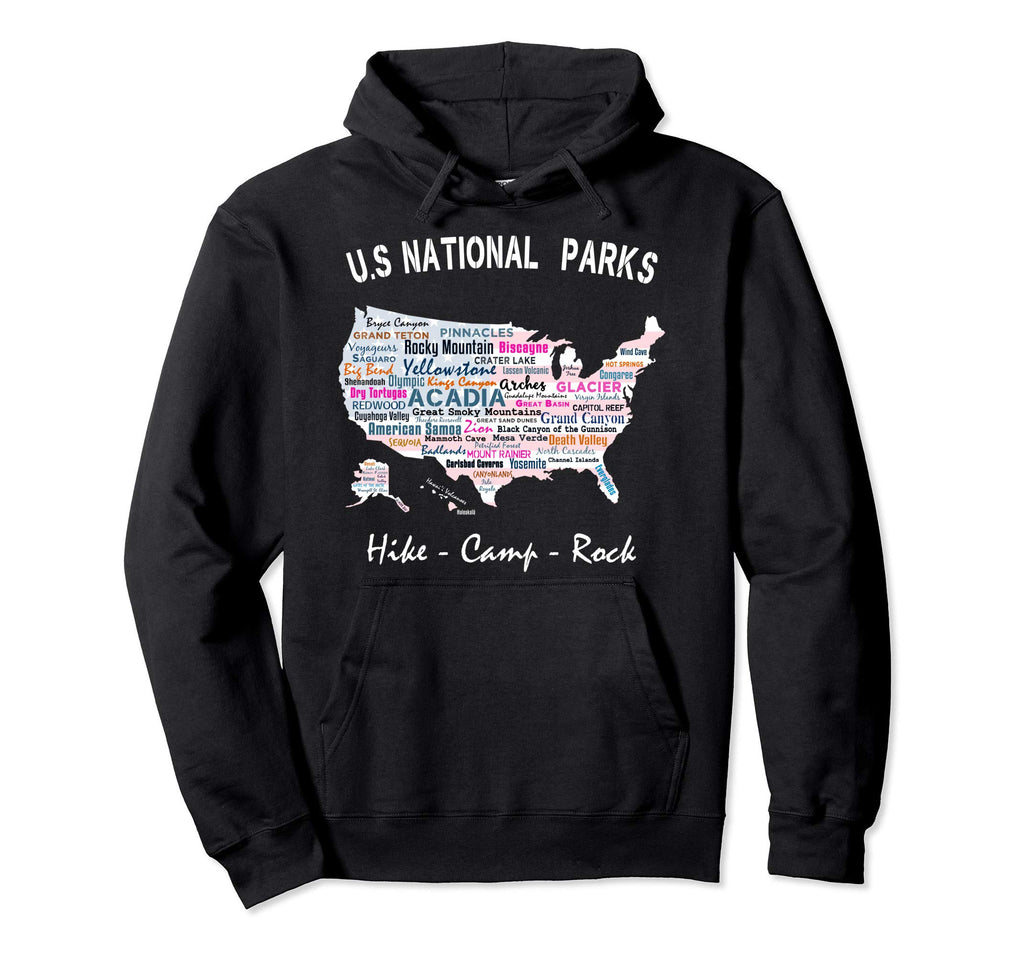 Us National Parks Map Camping Hiking Gift Hoodie - Aesthetic Graphic Unisex - T-Shirt, Sweatshirt, Hoodie