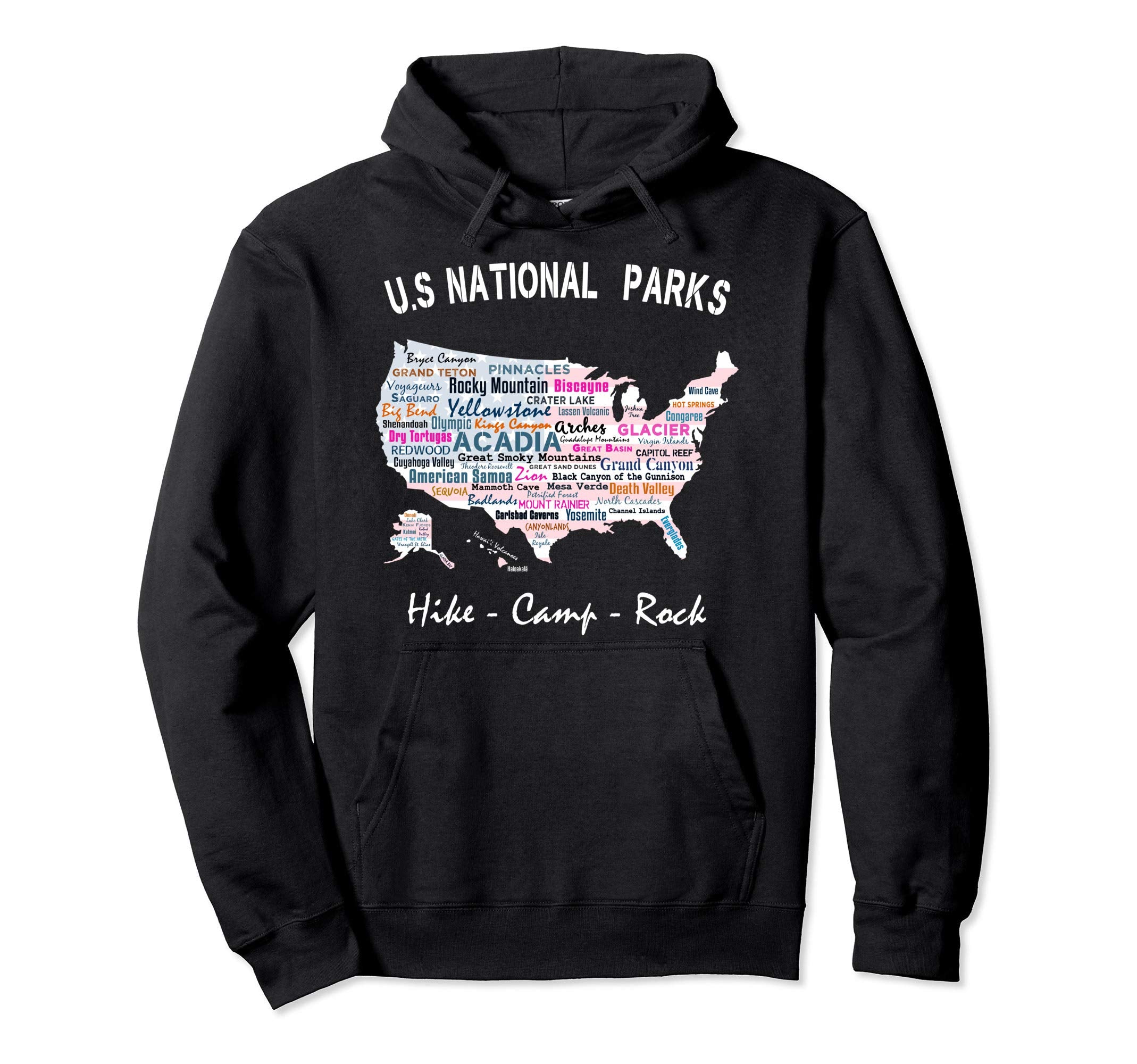 Us National Parks Map Camping Hiking Gift Hoodie - Aesthetic Graphic Unisex - T-Shirt, Sweatshirt, Hoodie