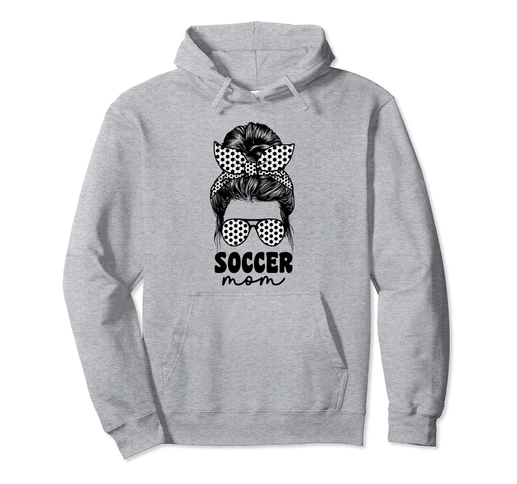 Proud Soccer Mom Mama Messy Bun Cheer Hoodie - Minimalist Print Unisex - T-Shirt, Sweatshirt, Hoodie