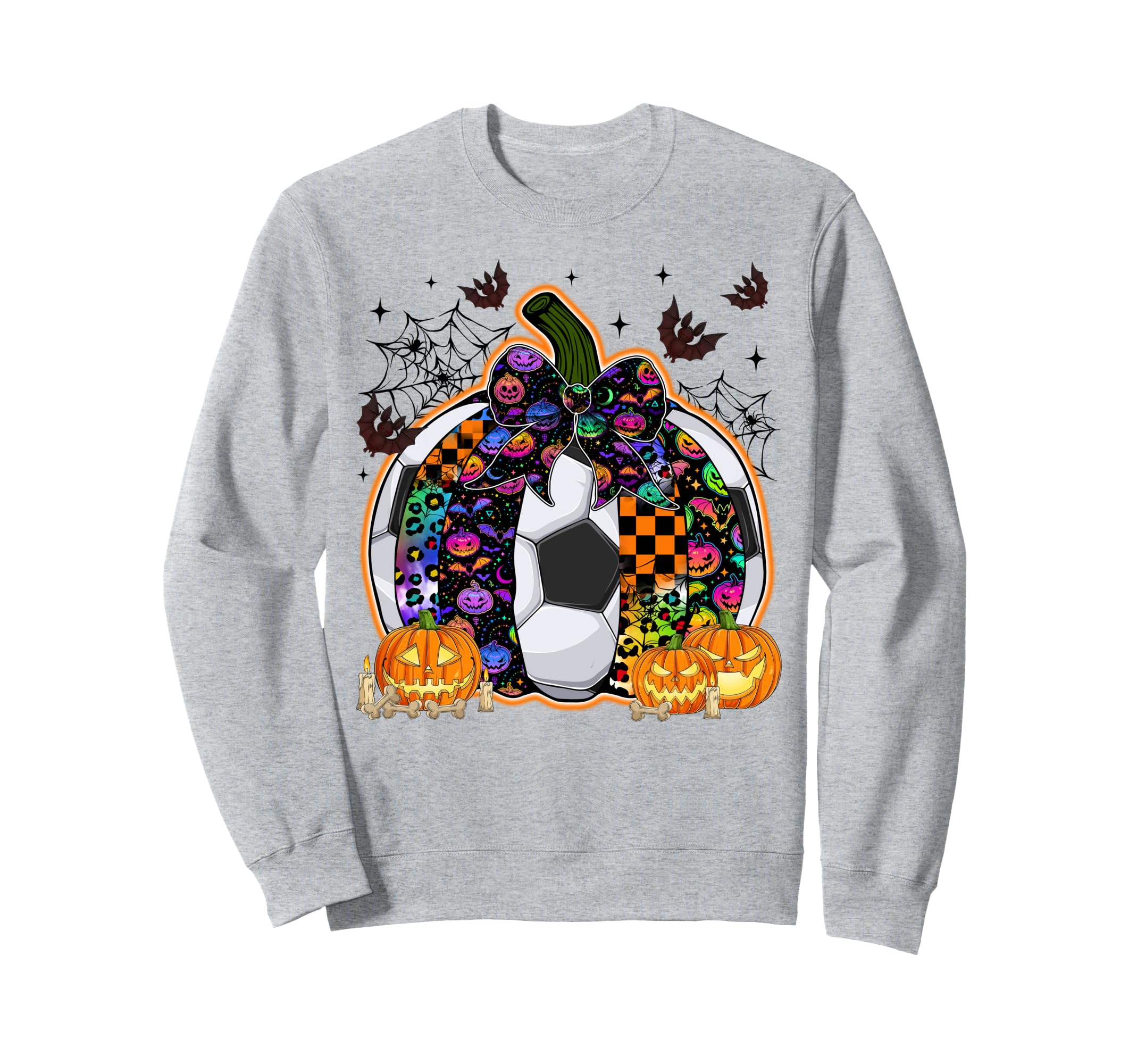 Pumpkin Soccer Bow Happy Halloween Sweatshirt - Novelty Apparel Men Women - T-Shirt, Sweatshirt, Hoodie