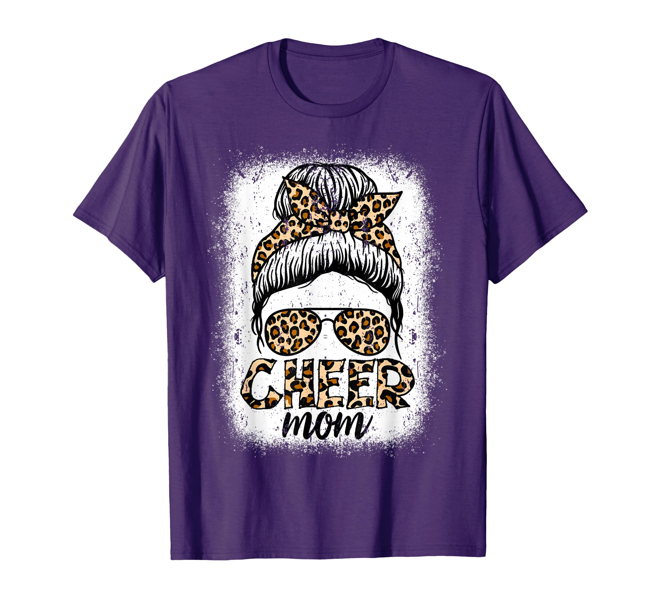 Messy Bun Cheer Mom Leopard T-Shirt - Aesthetic Graphic Men Women - T-Shirt, Sweatshirt, Hoodie