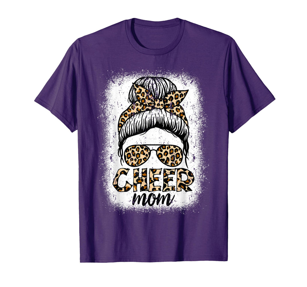 Messy Bun Cheer Mom Leopard Cheerleader T-Shirt - Custom Art Print Unisex - T-Shirt, Sweatshirt, Hoodie