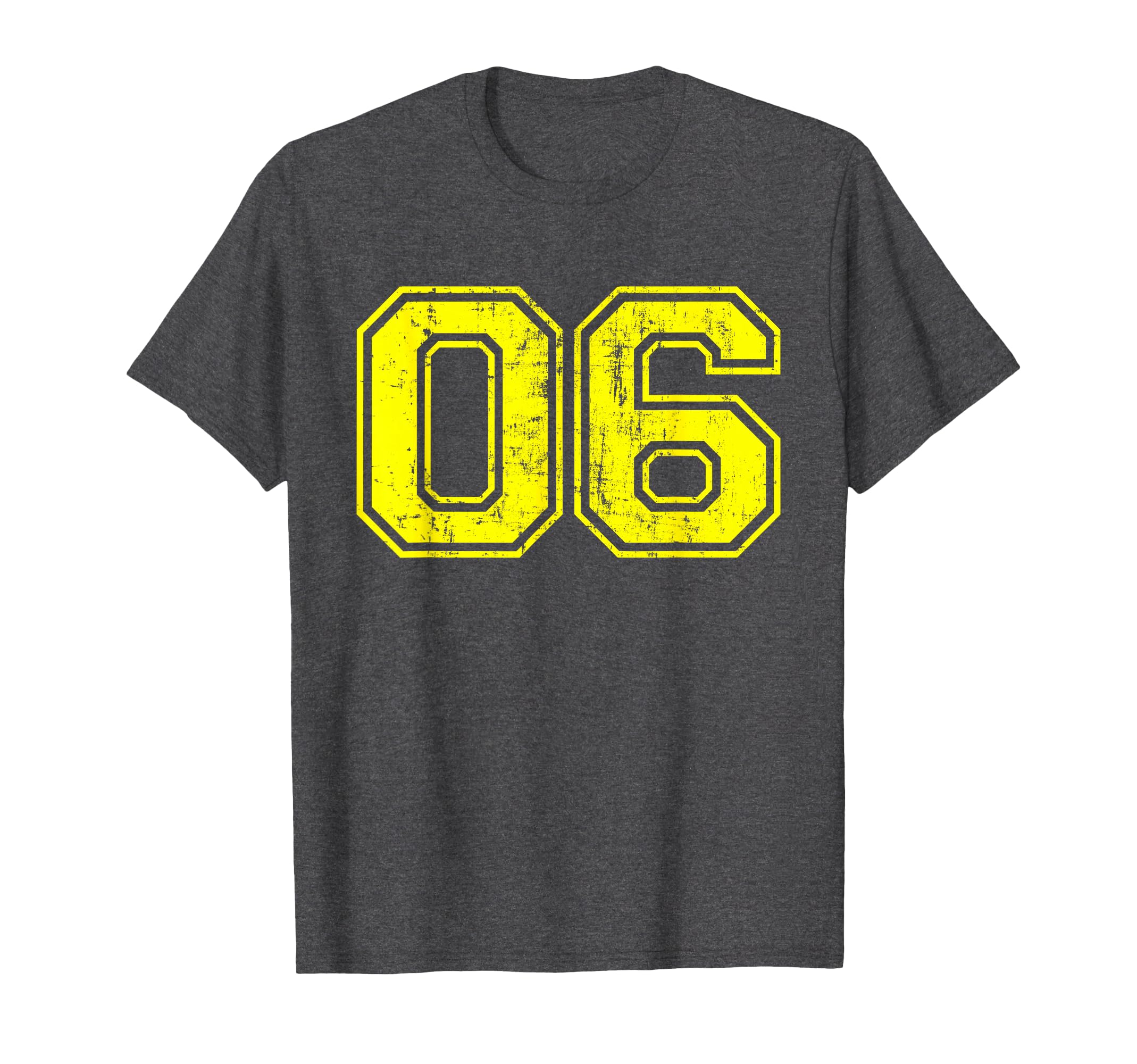 Number 06 Six Varsity Distressed Sport T-Shirt - Novelty Apparel Unisex - T-Shirt, Sweatshirt, Hoodie