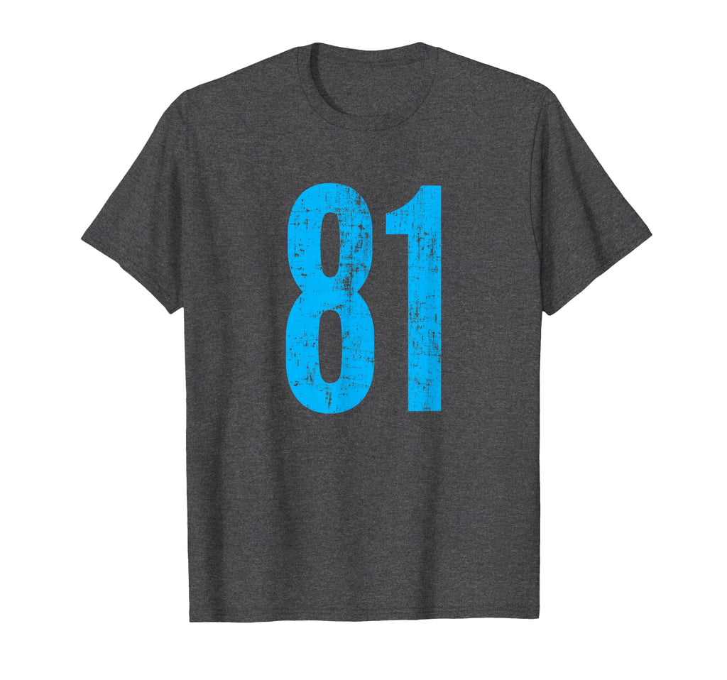 Number 81 Distressed Sport Team Player T-Shirt - Unique Graphic Men Women - T-Shirt, Sweatshirt, Hoodie