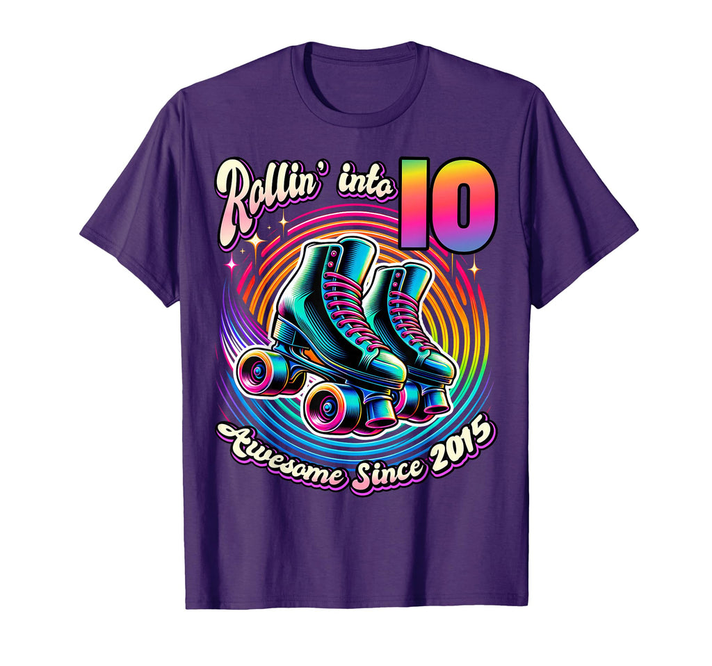Birthday Roller Skating 10Th Rollin T-Shirt - Unique Graphic for Adults - T-Shirt, Sweatshirt, Hoodie