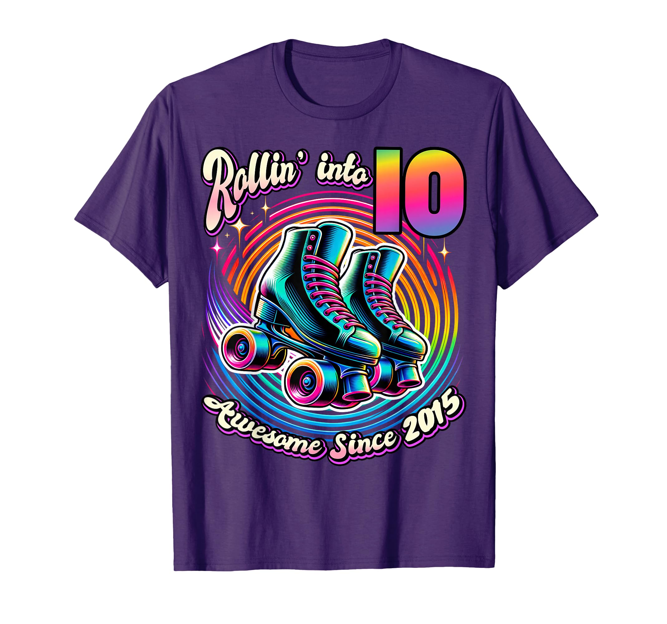 Birthday Roller Skating 10Th Rollin T-Shirt - Unique Graphic for Adults - T-Shirt, Sweatshirt, Hoodie
