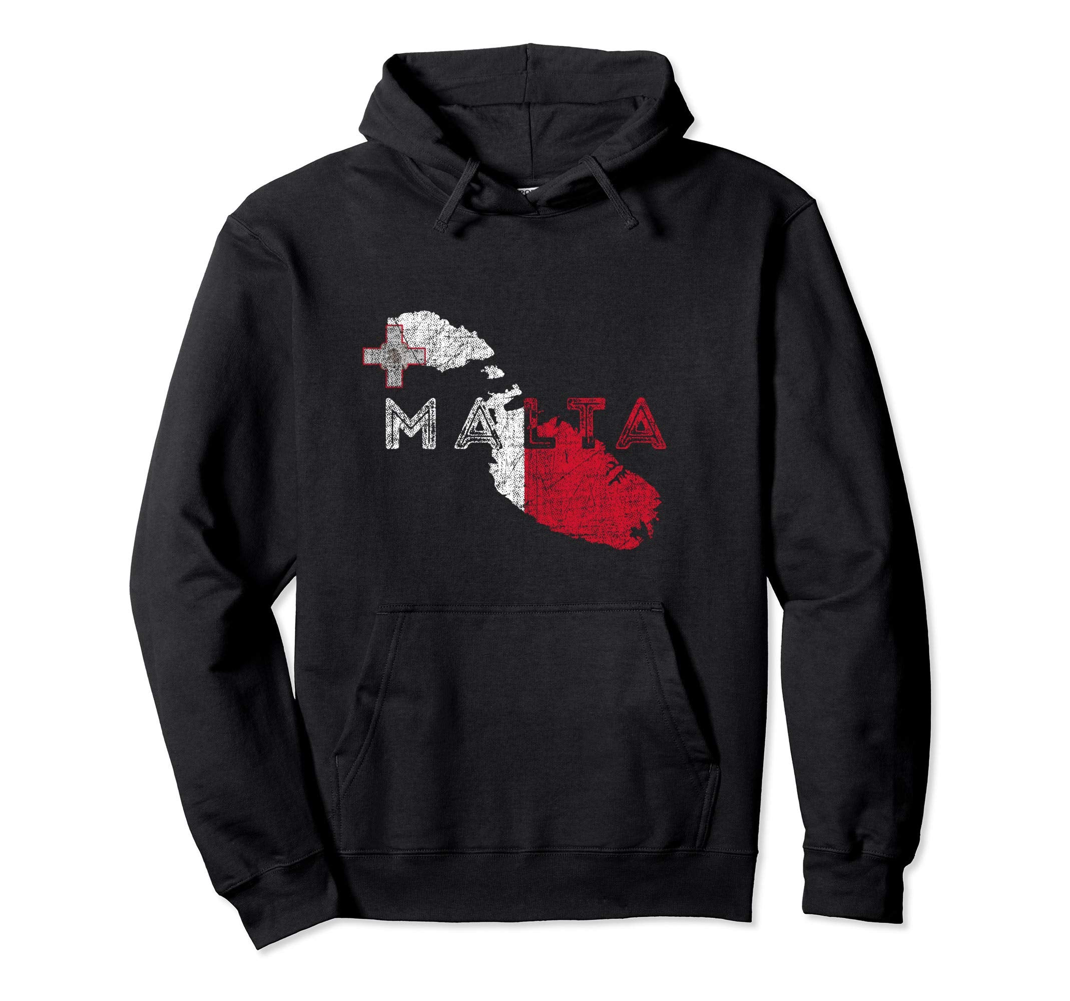 Maltese Map And Flag Distressed Malta Hoodie - Unique Graphic Men Women - T-Shirt, Sweatshirt, Hoodie