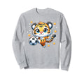 Soccer Player Tiger Cub Kicking Sweatshirt - Aesthetic Graphic Unisex - T-Shirt, Sweatshirt, Hoodie