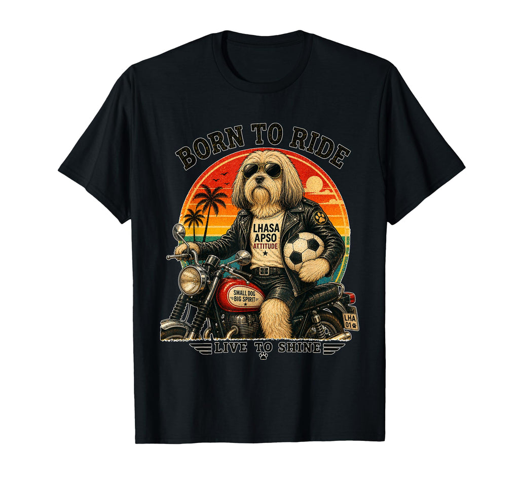 Lhasa Apso Motorbike Love Footbal T-Shirt - Trendy Graphic for Adults - T-Shirt, Sweatshirt, Hoodie