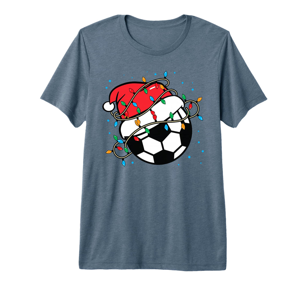 Soccer Ball Santa Hat Lights Coach T-Shirt - Streetwear Style Unisex - T-Shirt, Sweatshirt, Hoodie