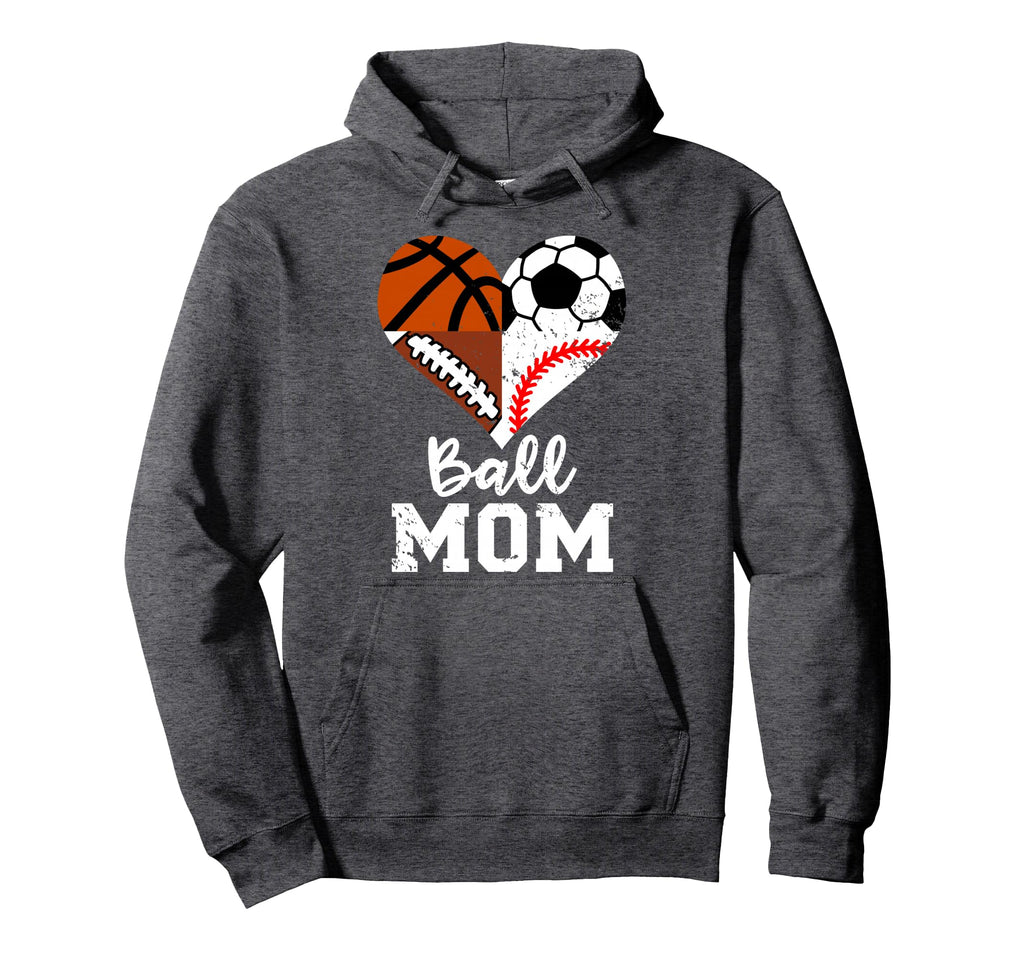 Ball Mom Funny Soccer Football Baseball Hoodie - Graphic Print for Adults - T-Shirt, Sweatshirt, Hoodie