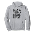 Eat Sleep Soccer Repeat Distressed Hoodie - Graphic Print Unisex - T-Shirt, Sweatshirt, Hoodie