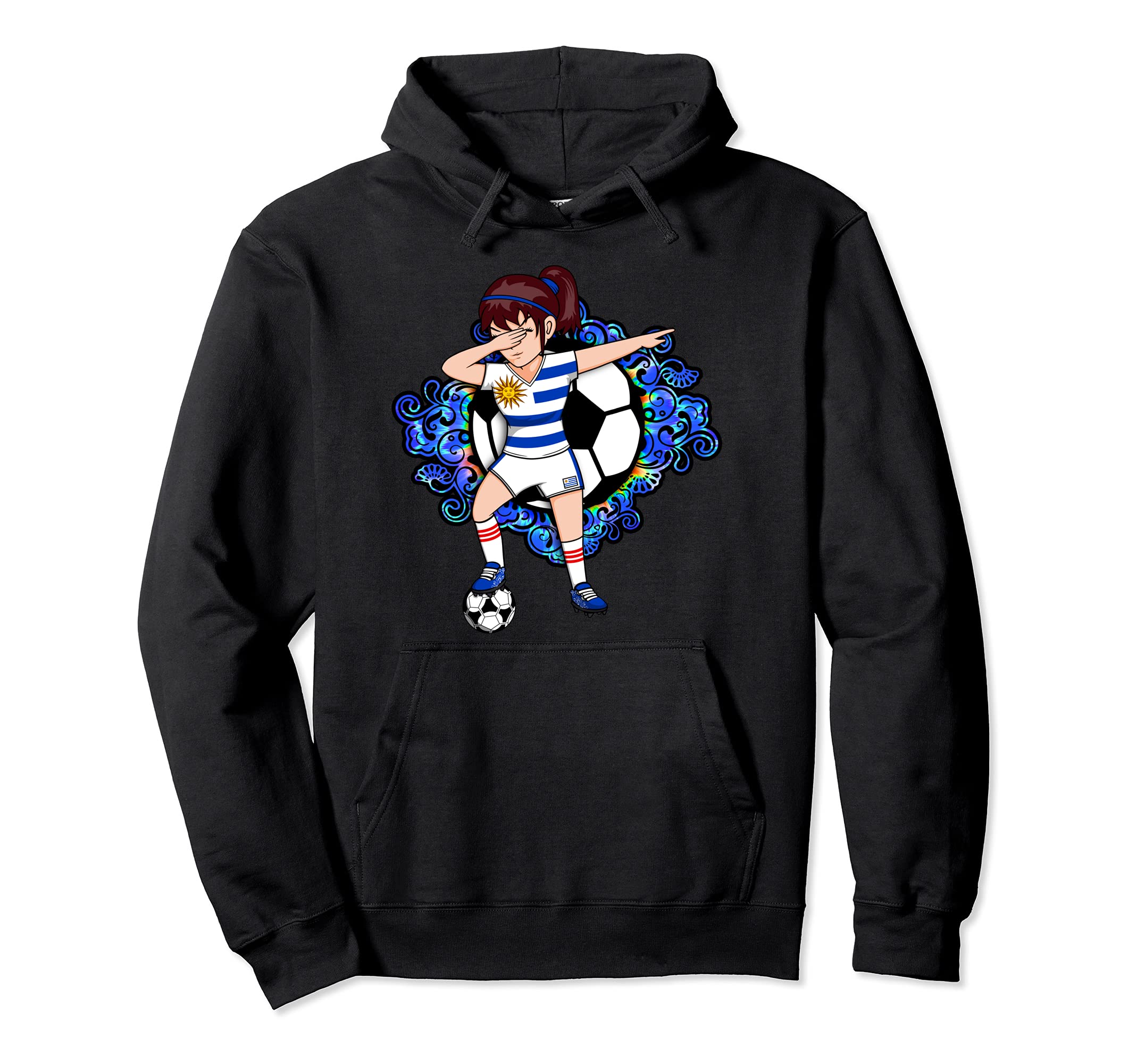 Dabbing Soccer Uruguay Jersey Floral Hoodie - Graphic Print Unisex - T-Shirt, Sweatshirt, Hoodie