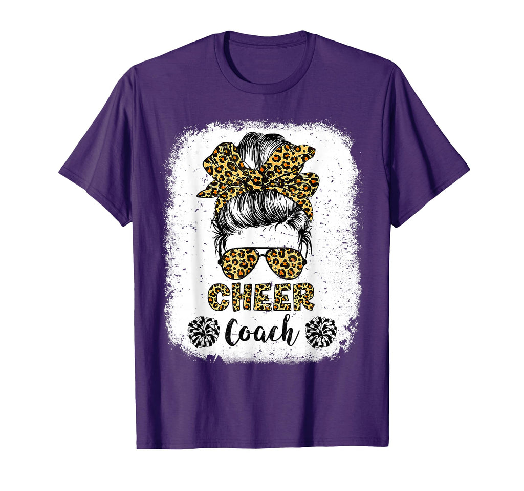 Cheer Coach Leopard Messy Bun T-Shirt - Custom Art Print Men Women - T-Shirt, Sweatshirt, Hoodie